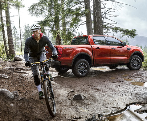 Ford Ranger on a trail