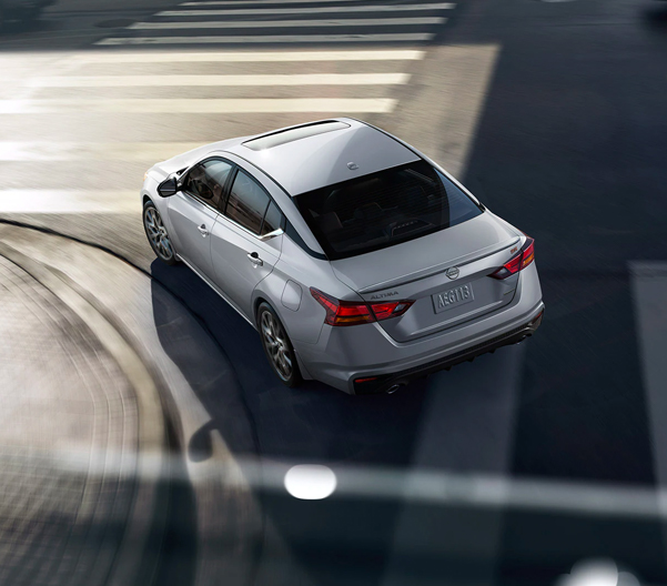 2023 Nissan Altima seen from above illustrating rear spoiler.