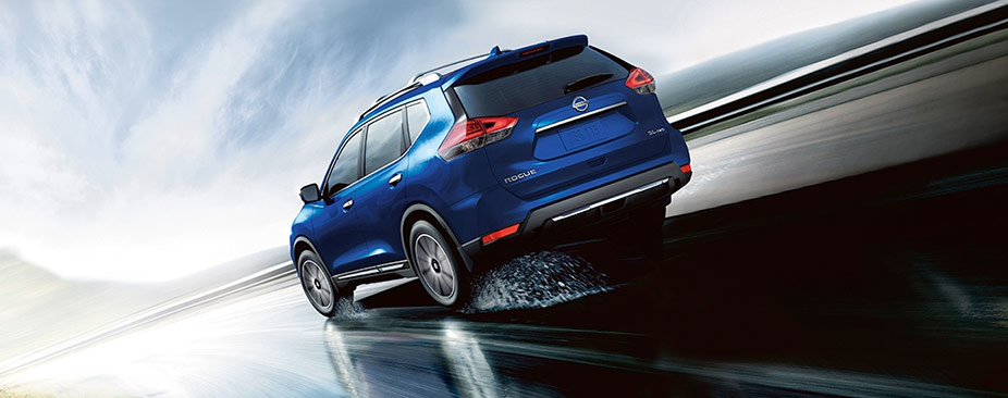 Nissan Rogue® SL AWD shown in Caspian Blue with optional equipment